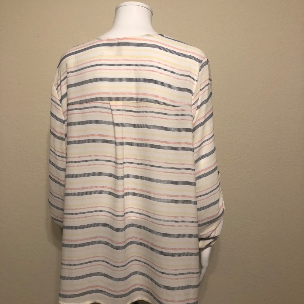 Cato XL stripe lace up popover blouse tunic - Picture 6 of 8
